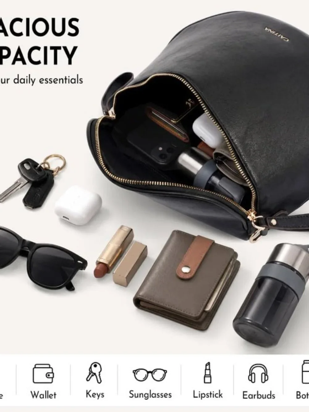 Large Crossbody Bags for Women Vegan Leather Wide Strap Fanny Pack with Earbuds
